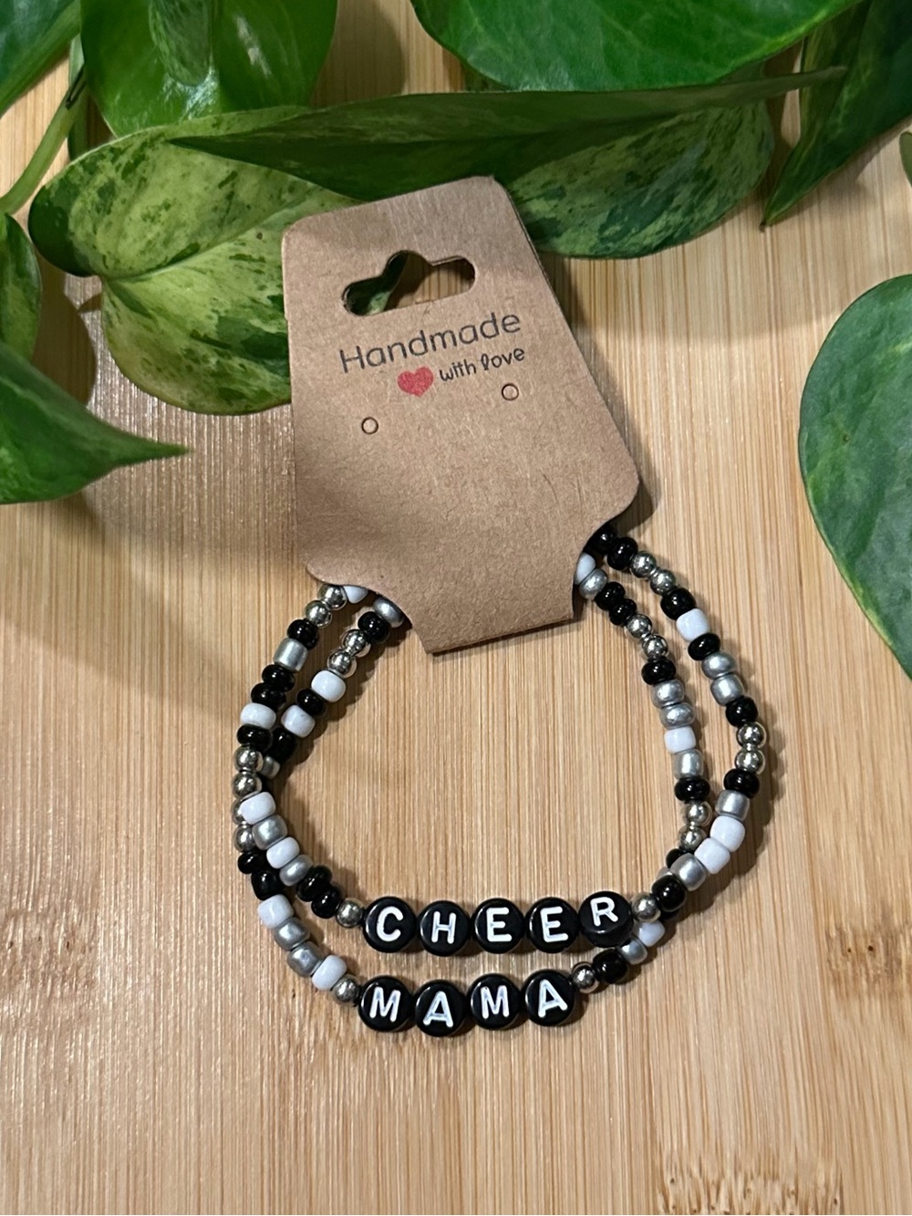 📣✨ Cheer Mama 2-Piece Stretchy Beaded Bracelet Set | Handmade | Cheer Mom Stack